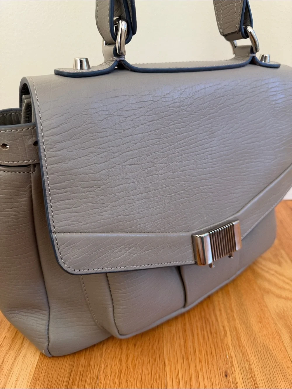 Trina Turk Lady Catherine Taupe Leather Top-Handle Satchel, NWOT